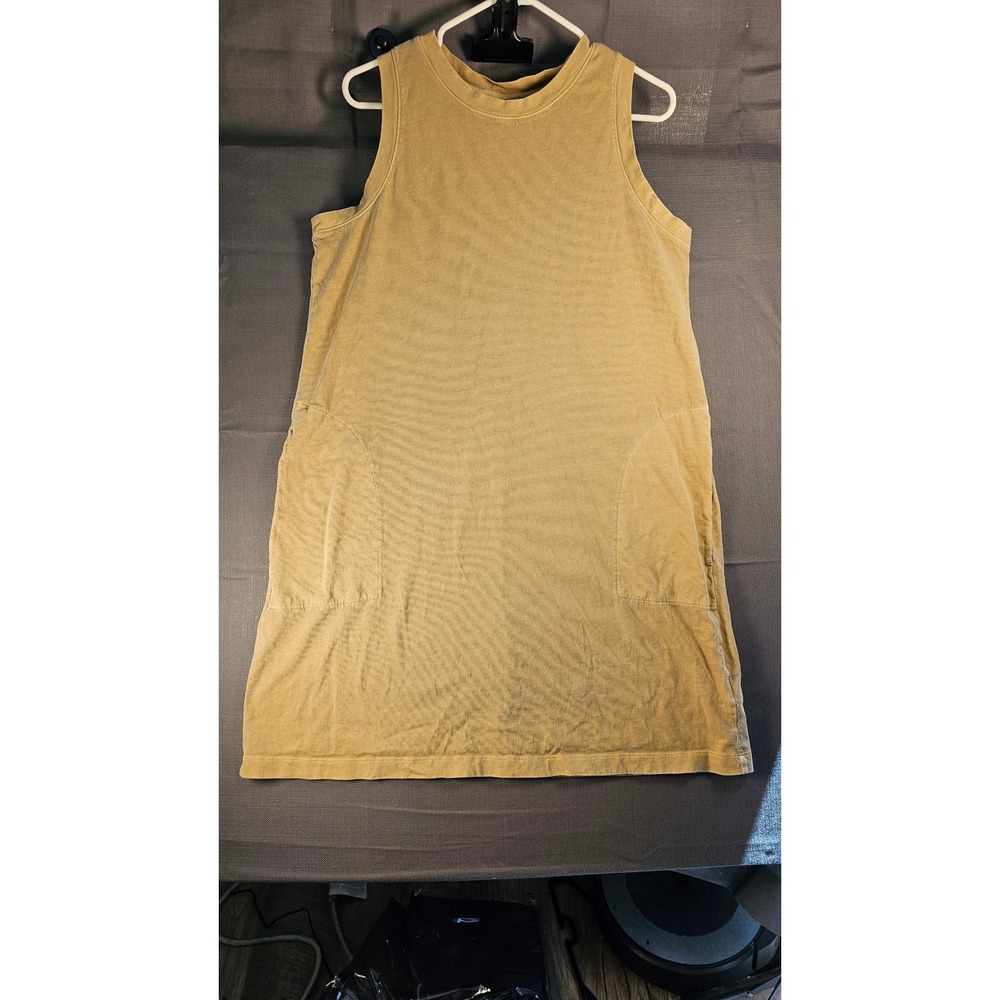 Old Navy Womens Sleeveless Vintage wash‎ Cotton Shift Dress Stone Castle Tan LG